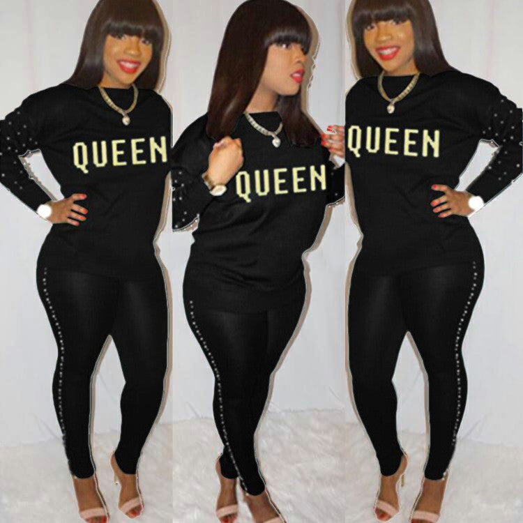 “Queen” beaded Pants Set