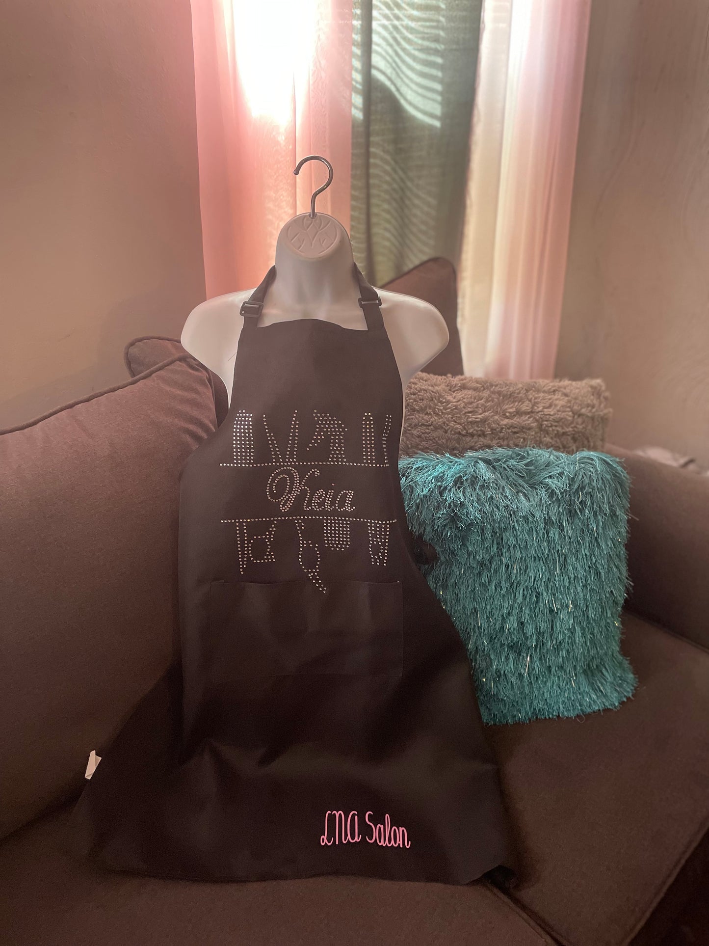 Rhinestone Hair Salon Apron with Name