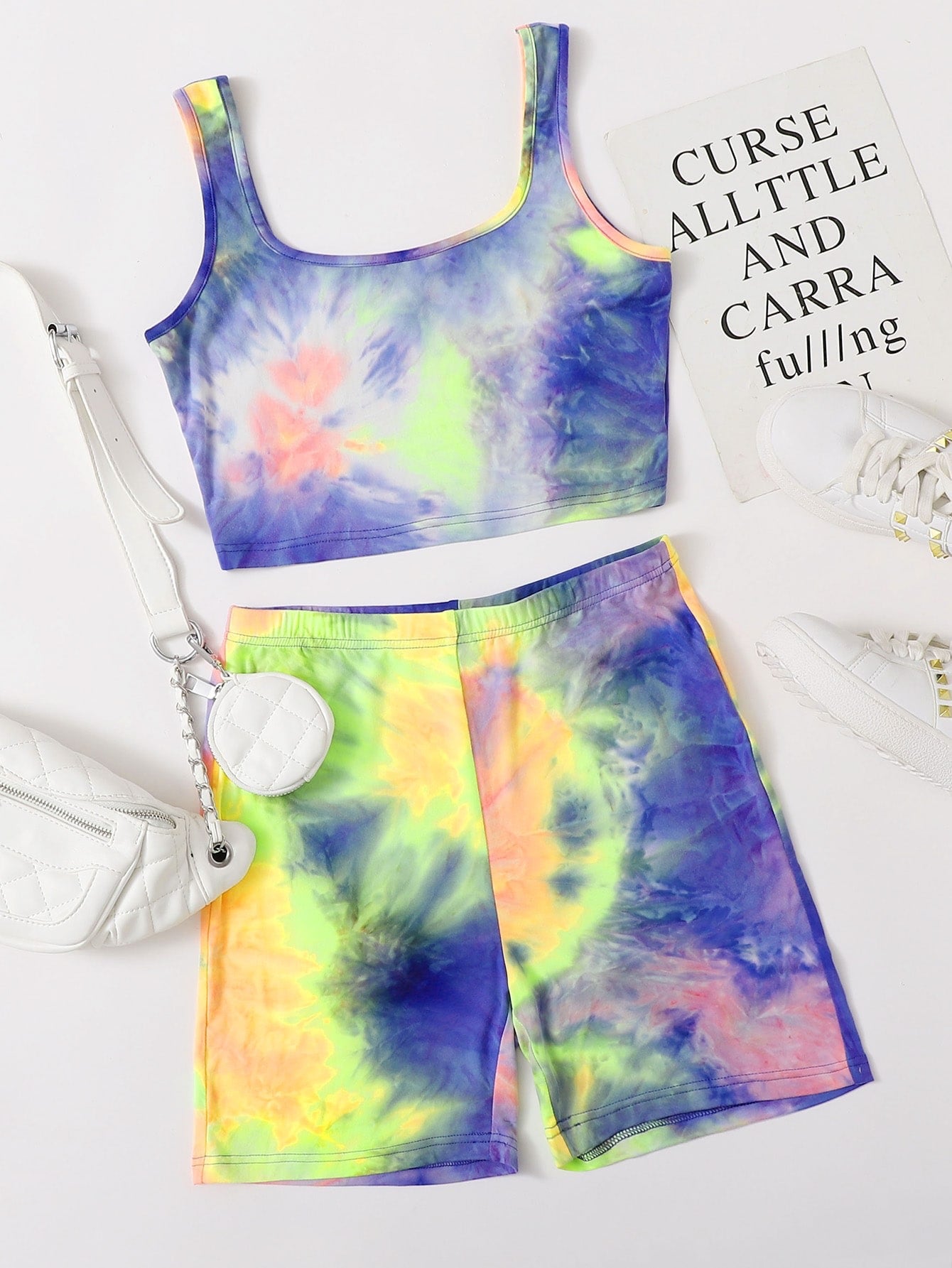 Tie dye tank too and biker short set