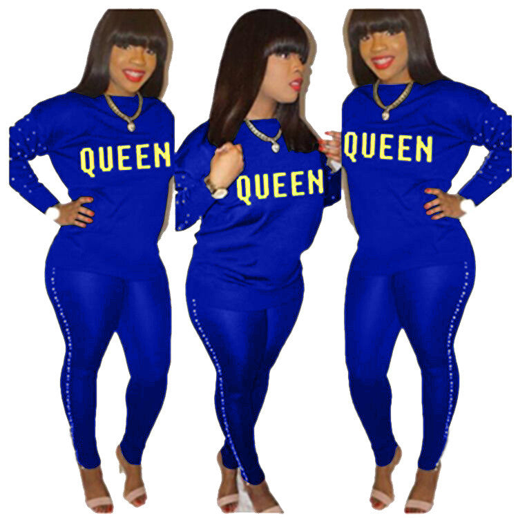 “Queen” beaded  Pants Set