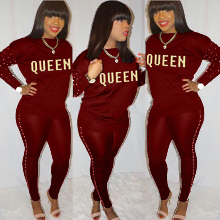 “Queen” beaded  Pants Set