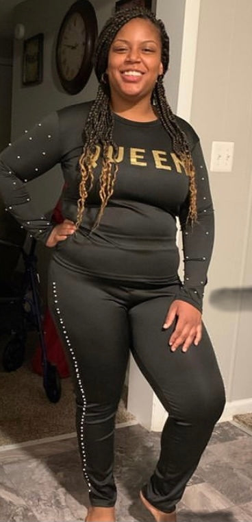 “Queen” beaded  Pants Set