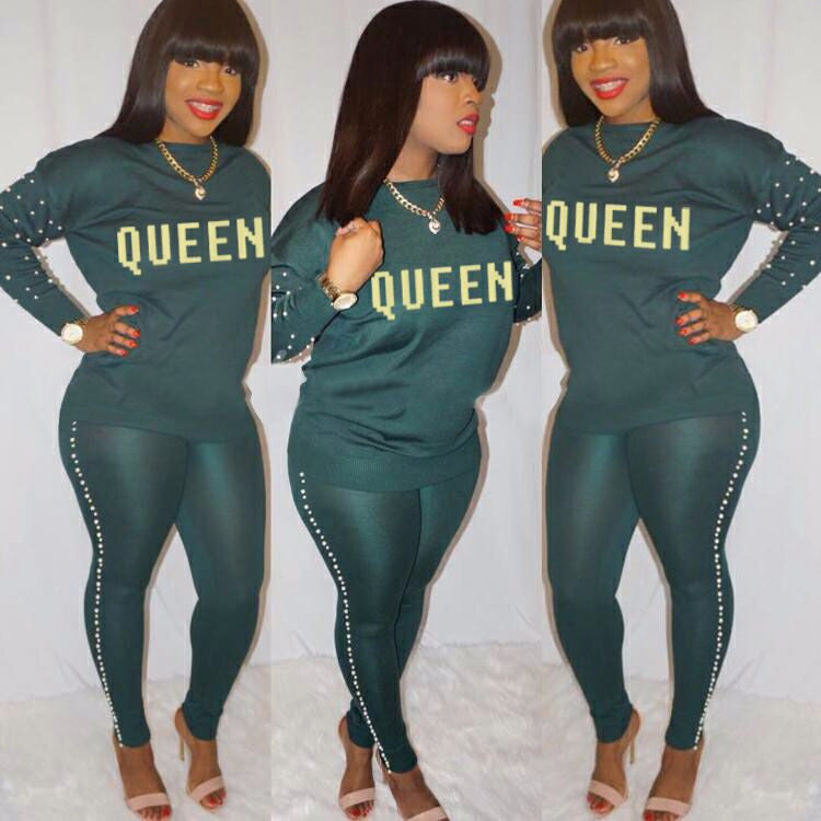 “Queen” beaded  Pants Set