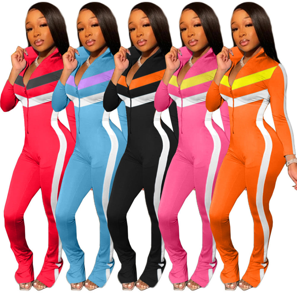 One piece zipper jumpsuit