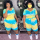 Tie Dye Print V Neck Two Piece Set With Mask