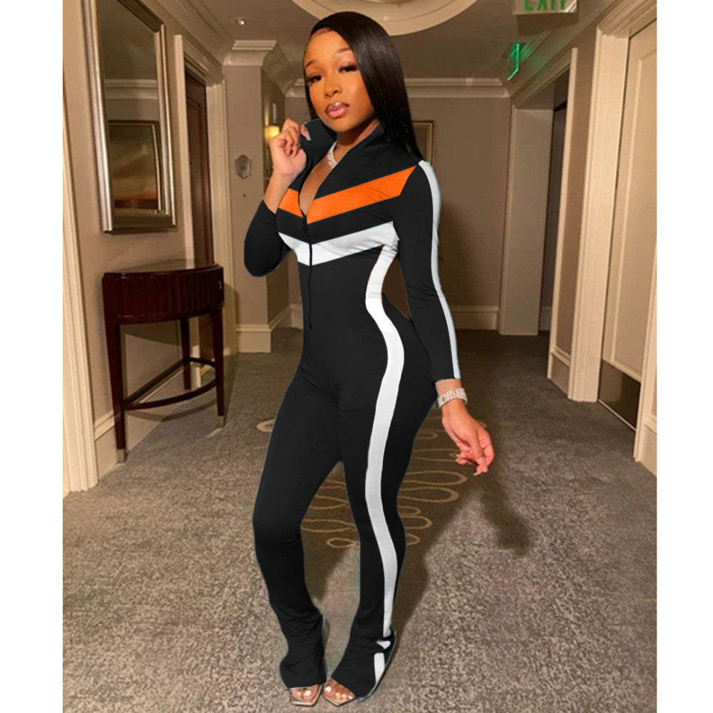 One piece zipper jumpsuit