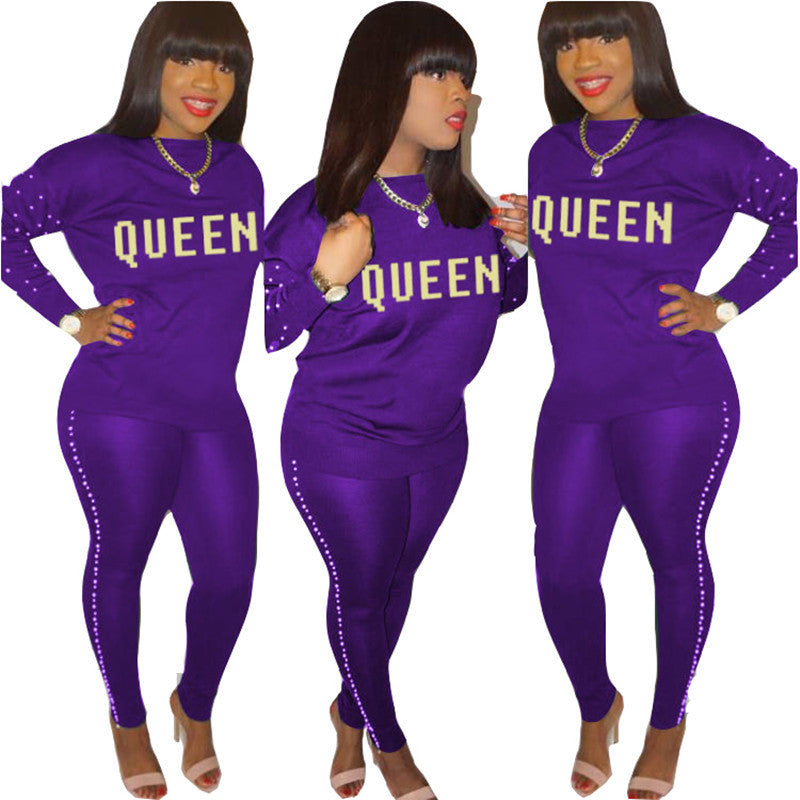 “Queen” beaded  Pants Set